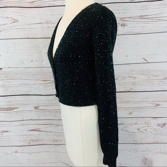 Aeropostale black silver sparkle cardigan sweater - Picture 4 of 8